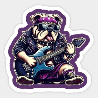 Bulldog Playing Guitar Sticker